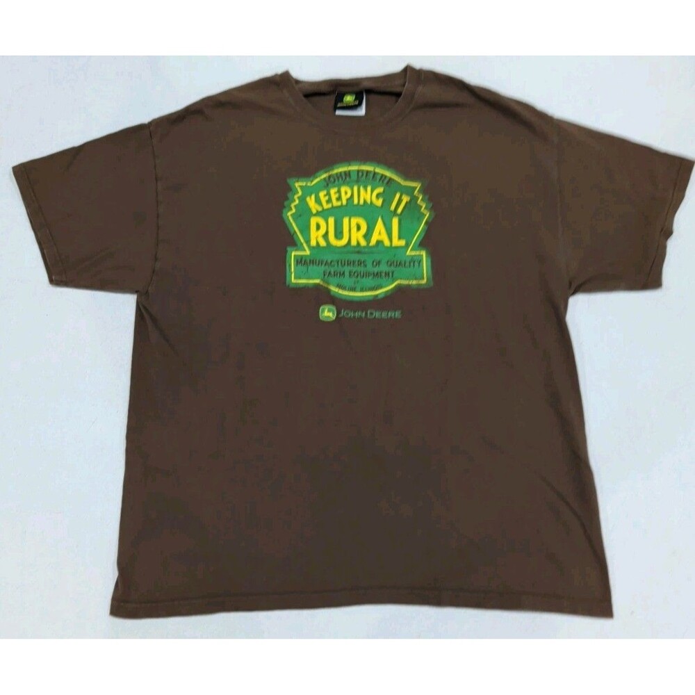 John Deere Farm Equipment "Keeping It Rural" Brown Adult XL Tshirt